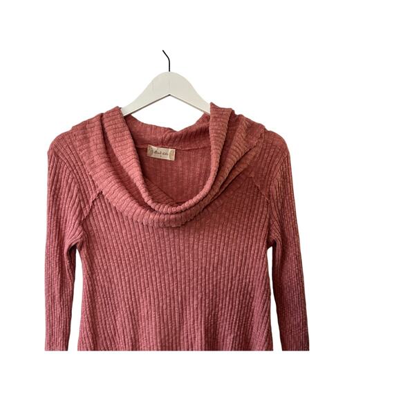 Altar’d State Salmon Pink Ribbed Cowl Neck Top Women's Size Medium - Picture 2 of 7